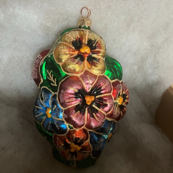 Christopher Radko Other - Christopher Radko Glass Puffy Floral Pansies Ornamment